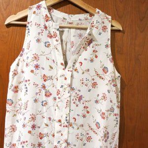 Faherty silk floral sleeveless blouse
